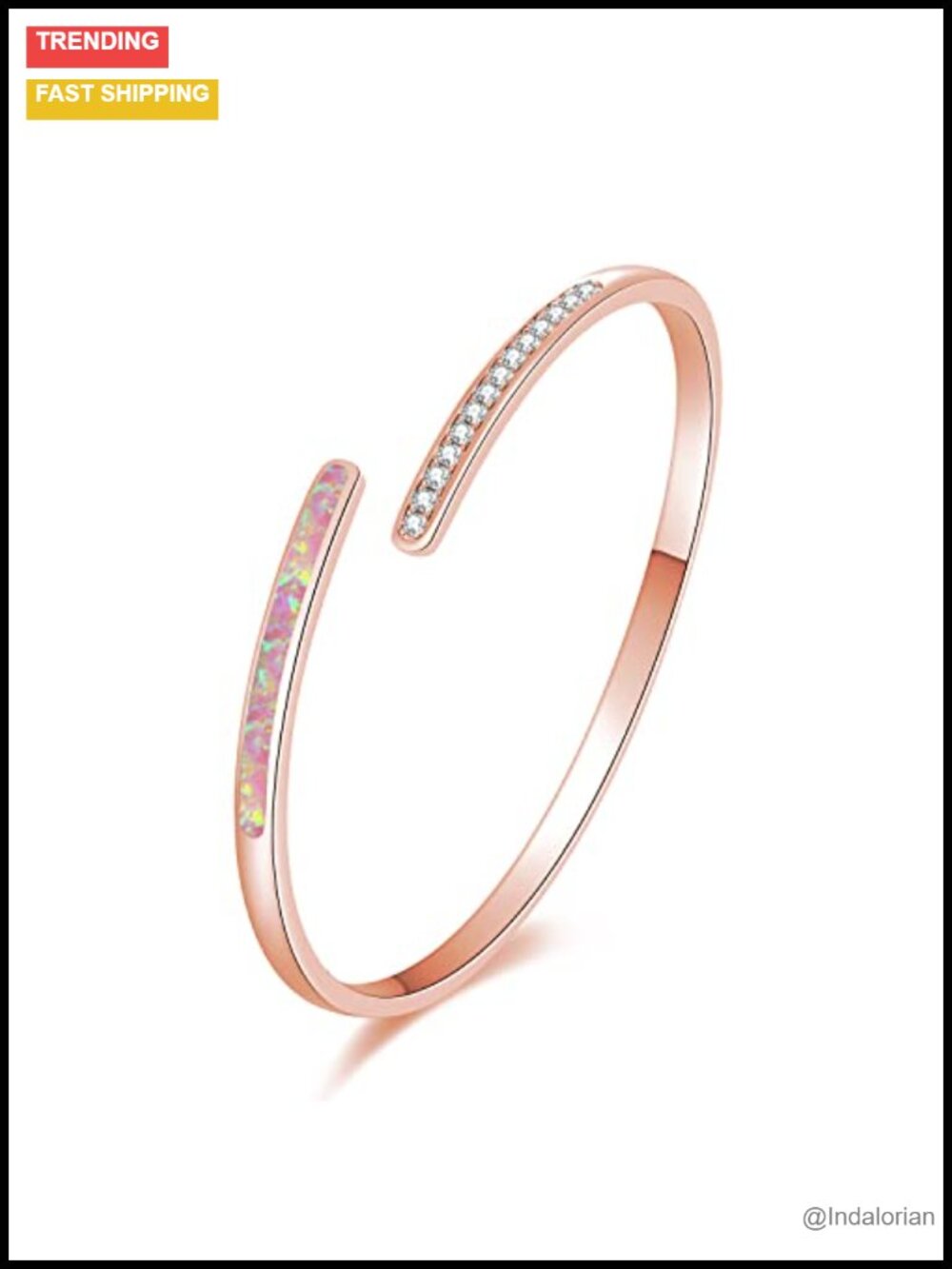 Opal Cuff Bracelet Gold Plated Hypoallergenic Bangle
